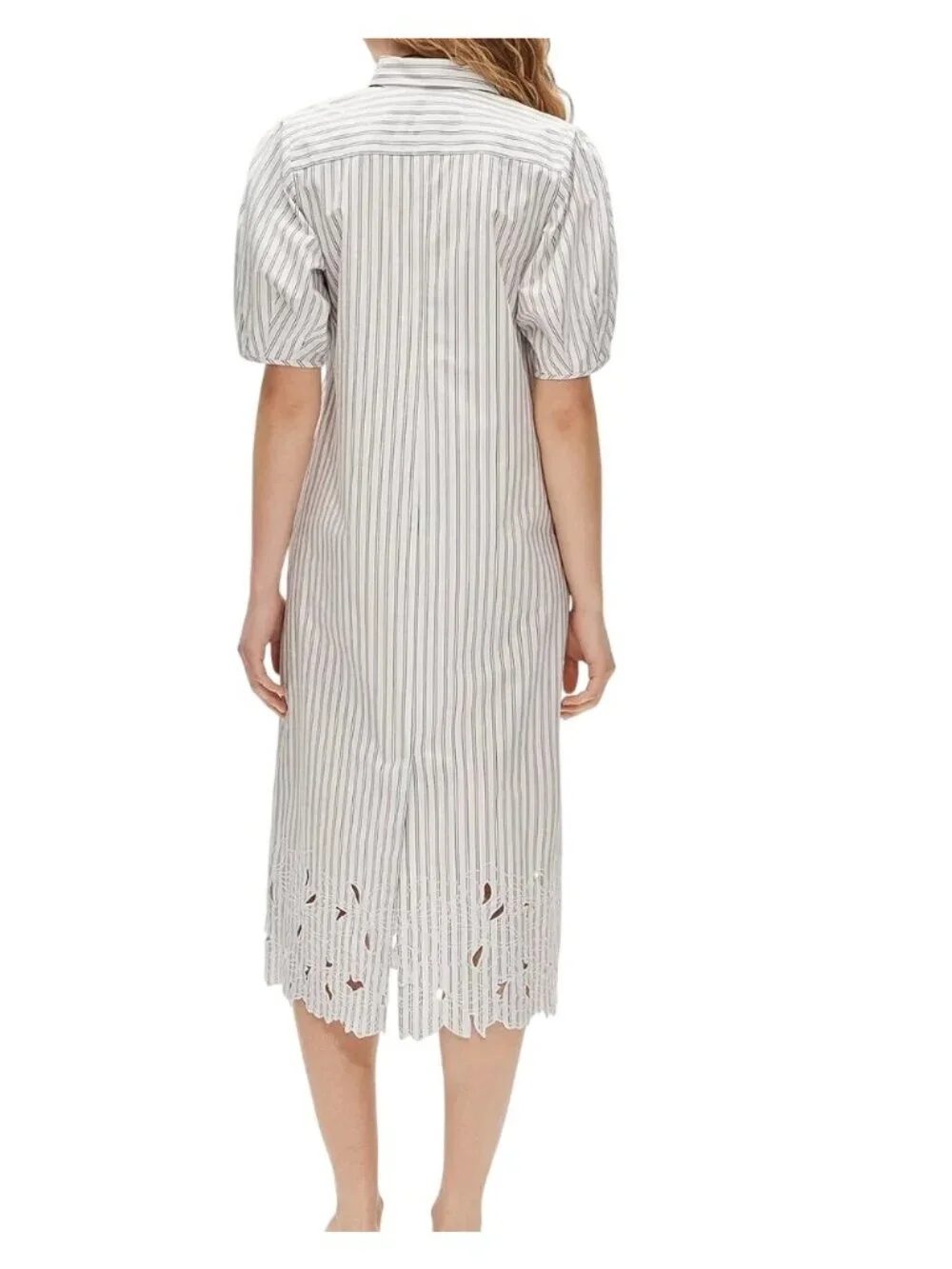 NWT J.Crew Embroidered Shirt-Dress Sz 2 Striped White Blue Short Sleeve Preppy